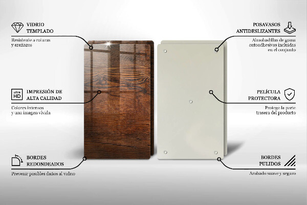 De vidrio templado Tablero de madera oscura