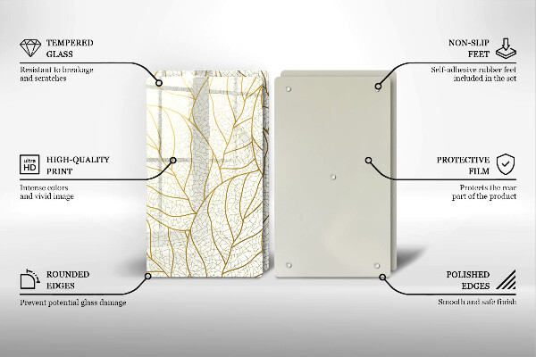 De vidrio templado Patrón de hojas de arte lineal