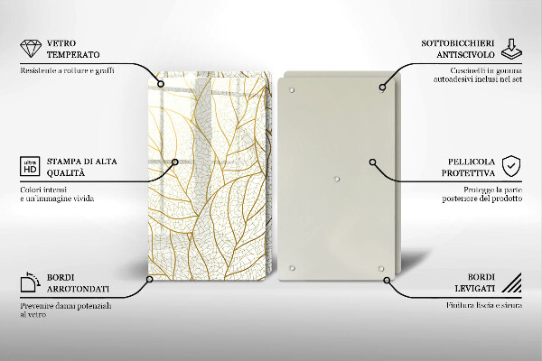 De vidrio templado Patrón de hojas de arte lineal