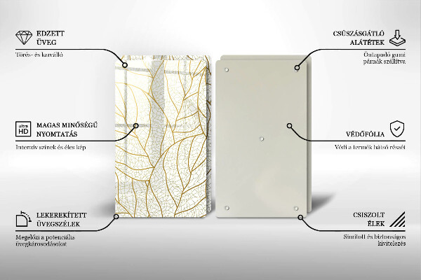 De vidrio templado Patrón de hojas de arte lineal