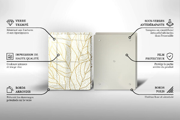 De vidrio templado Patrón de hojas de arte lineal