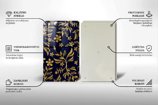 De vidrio templado Motivo de flor dorada