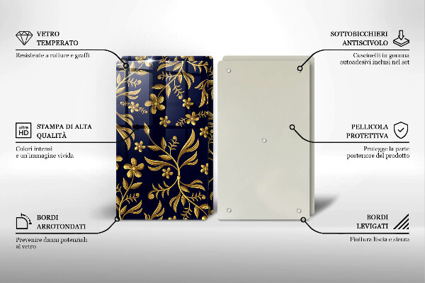 De vidrio templado Motivo de flor dorada