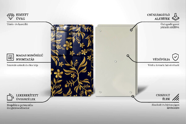 De vidrio templado Motivo de flor dorada