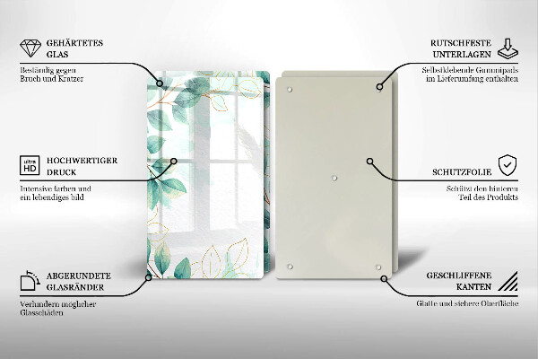 De vidrio templado Hojas pintadas