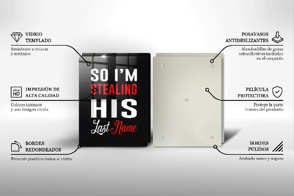 De vidrio templado Inscripción frase patrón