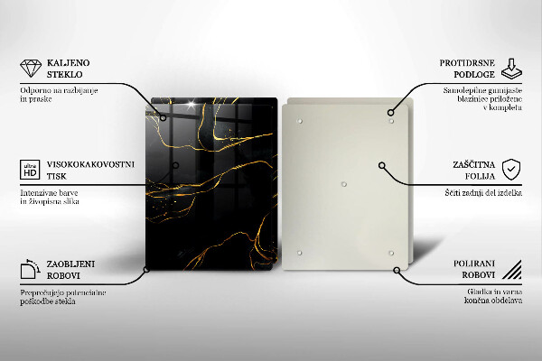 De vidrio templado Mármol negro