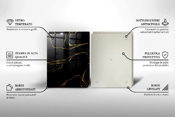 De vidrio templado Mármol negro