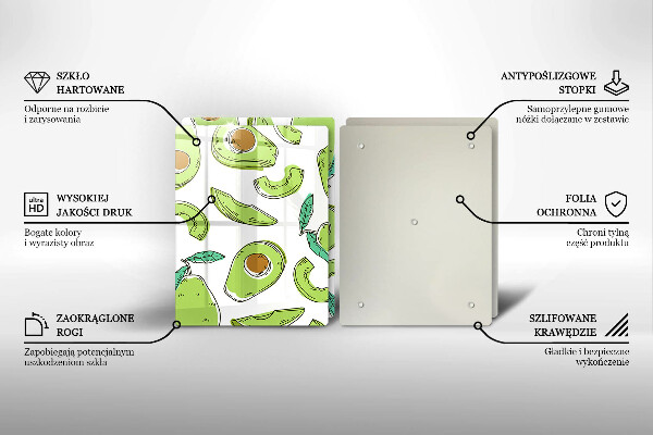 De vidrio templado Aguacate y pera