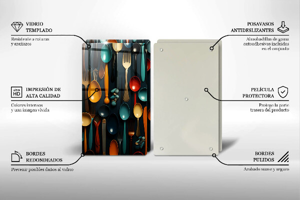 De vidrio templado Cucharas y tenedores de colores