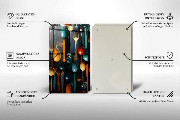 De vidrio templado Cucharas y tenedores de colores