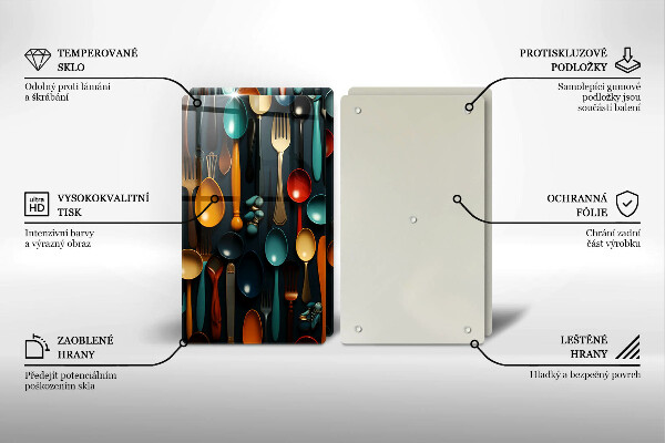 De vidrio templado Cucharas y tenedores de colores