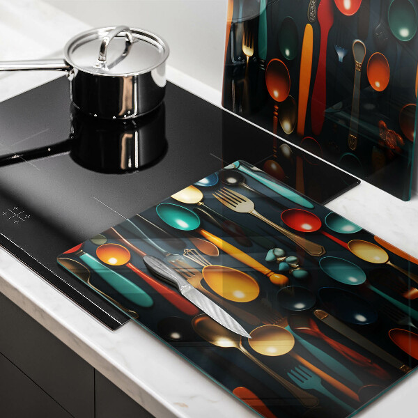 De vidrio templado Cucharas y tenedores de colores