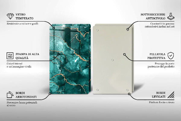 De vidrio templado Mármol azul