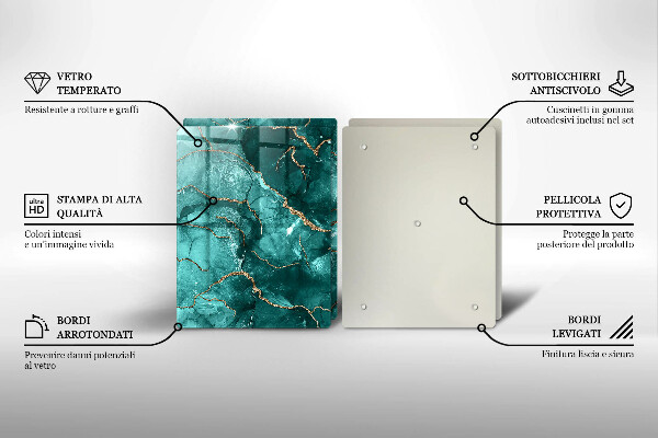 De vidrio templado Mármol azul