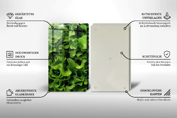 De vidrio templado Hojas de lechuga verde