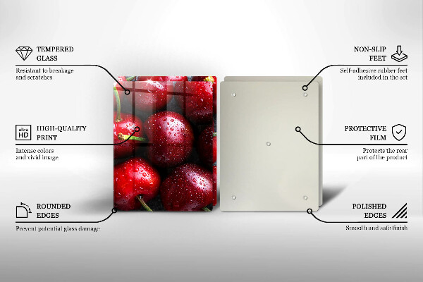 De vidrio templado Primer plano de cerezas