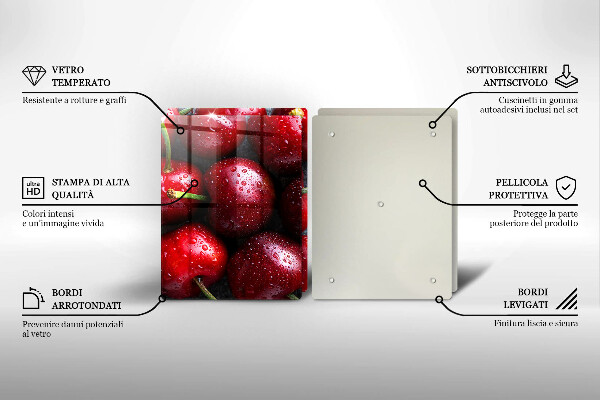 De vidrio templado Primer plano de cerezas