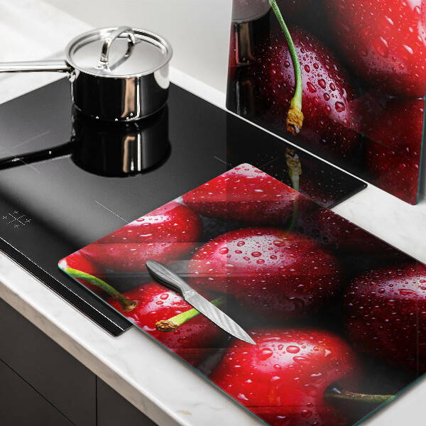 De vidrio templado Primer plano de cerezas