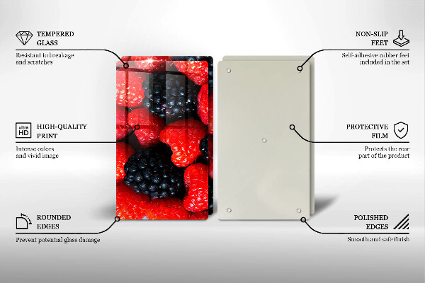 De vidrio templado Frambuesas y moras