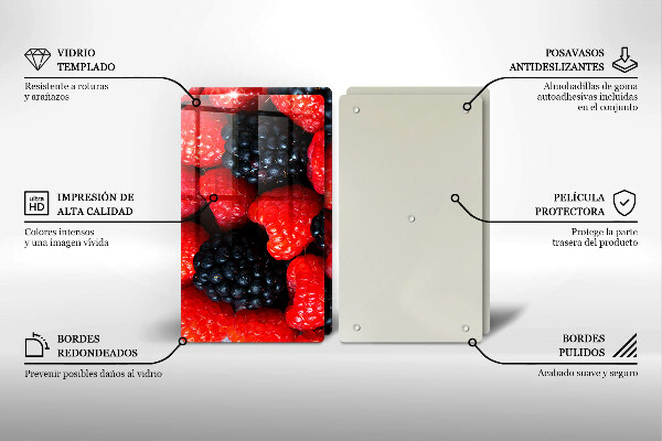 De vidrio templado Frambuesas y moras