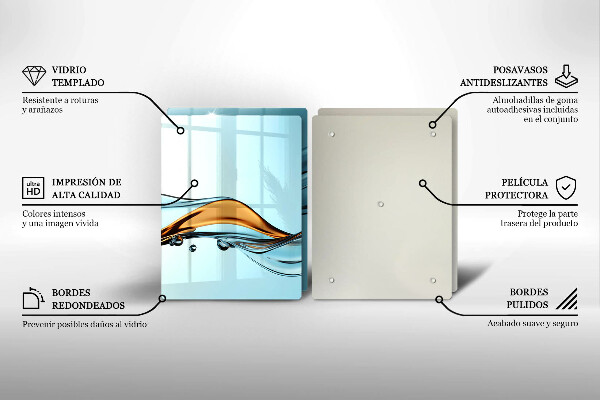 De vidrio templado Agua sobre un fondo azul