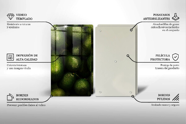 De vidrio templado Fruta de aguacate