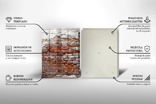 De vidrio templado Viejo muro de ladrillo y hormigón