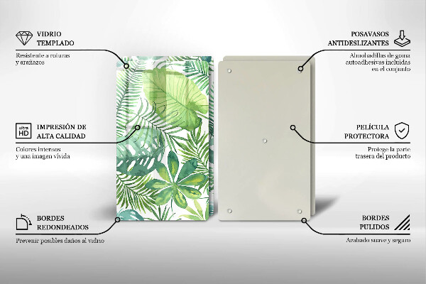 De vidrio templado Hojas boho acuarela