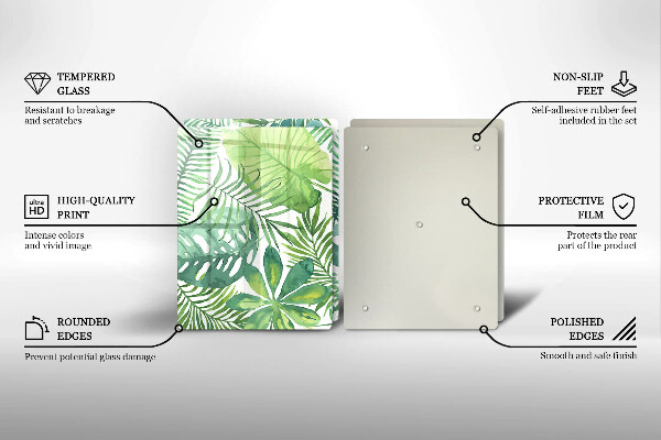 De vidrio templado Hojas boho acuarela