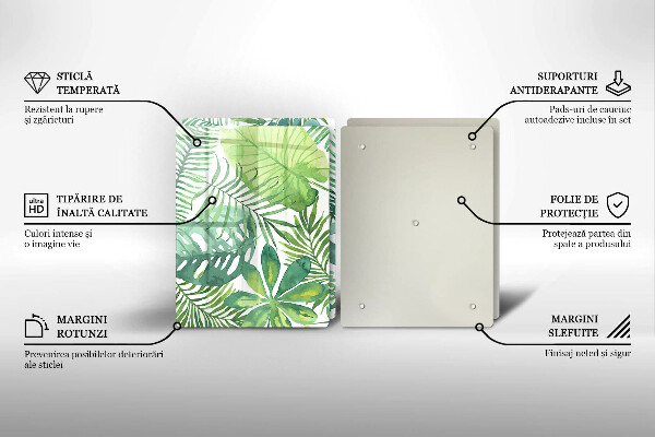 De vidrio templado Hojas boho acuarela