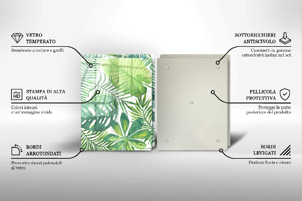 De vidrio templado Hojas boho acuarela