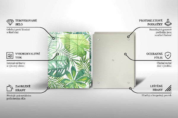 De vidrio templado Hojas boho acuarela