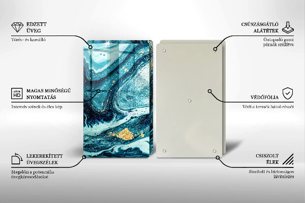 De vidrio templado Abstracción de oro azul