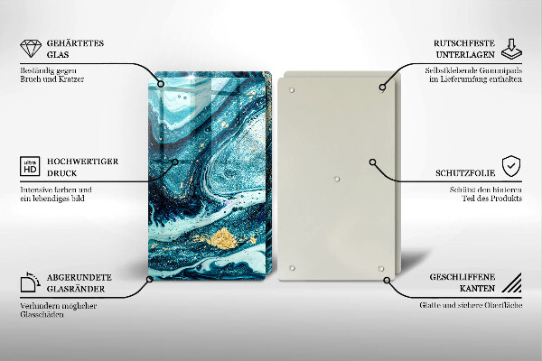 De vidrio templado Abstracción de oro azul