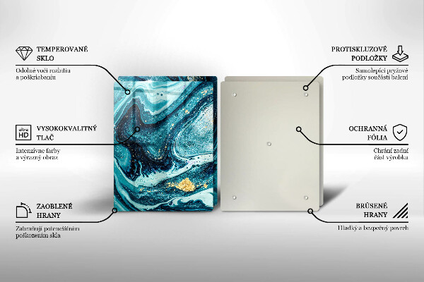 De vidrio templado Abstracción de oro azul