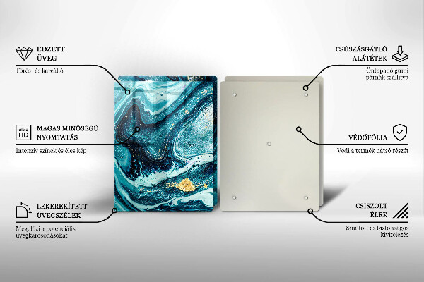 De vidrio templado Abstracción de oro azul