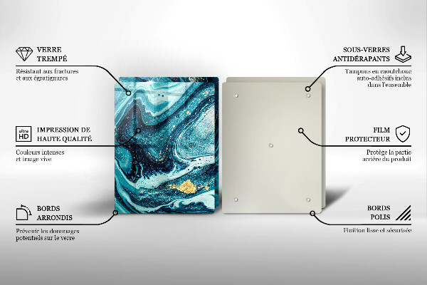 De vidrio templado Abstracción de oro azul