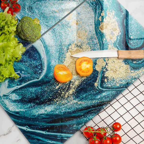 De vidrio templado Abstracción de oro azul