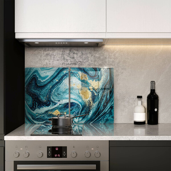 De vidrio templado Abstracción de oro azul