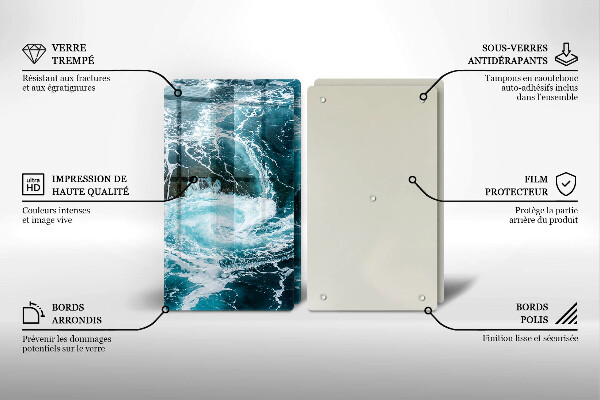 De vidrio templado Olas de agua espumosas