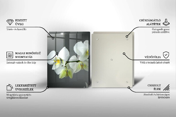 De vidrio templado Flores de orquídeas blancas