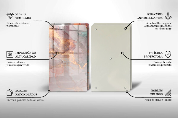 De vidrio templado Mármol con oro