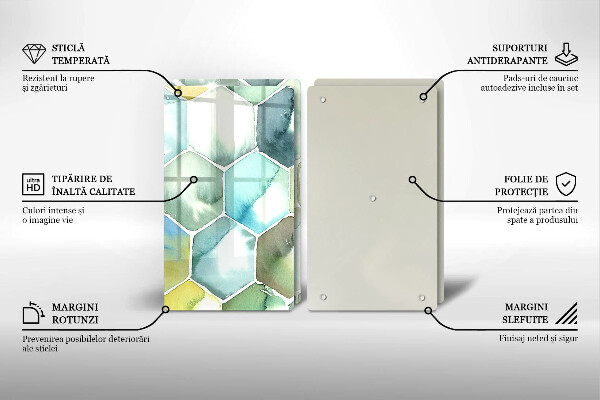 De vidrio templado Hexágonos de acuarela
