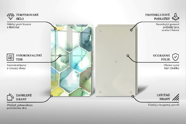 De vidrio templado Hexágonos de acuarela