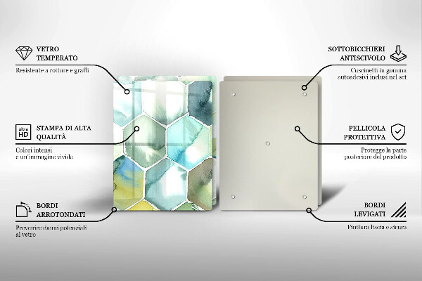De vidrio templado Hexágonos de acuarela