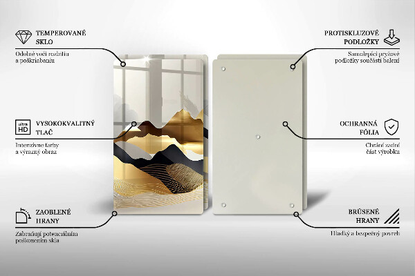 De vidrio templado Montañas doradas abstractas