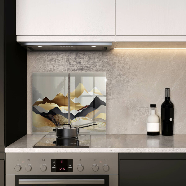 De vidrio templado Montañas doradas abstractas