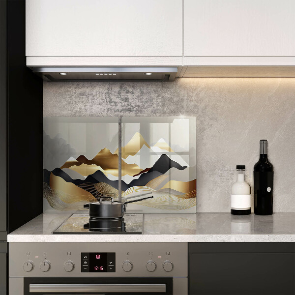 De vidrio templado Montañas doradas abstractas