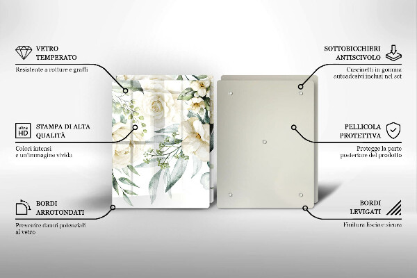 De vidrio templado Flores de acuarela